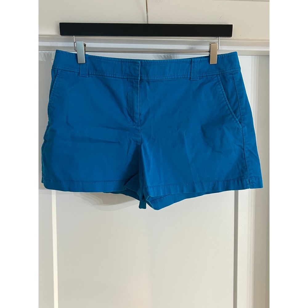 New York & Company Vintage Women Bright Blue Chino Shorts 12 Stretch Twill